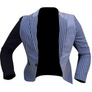 Men’s Stripped Slim Fit Stylish Blazer – Navy Blue,White Men's Sport Coats & Blazers
