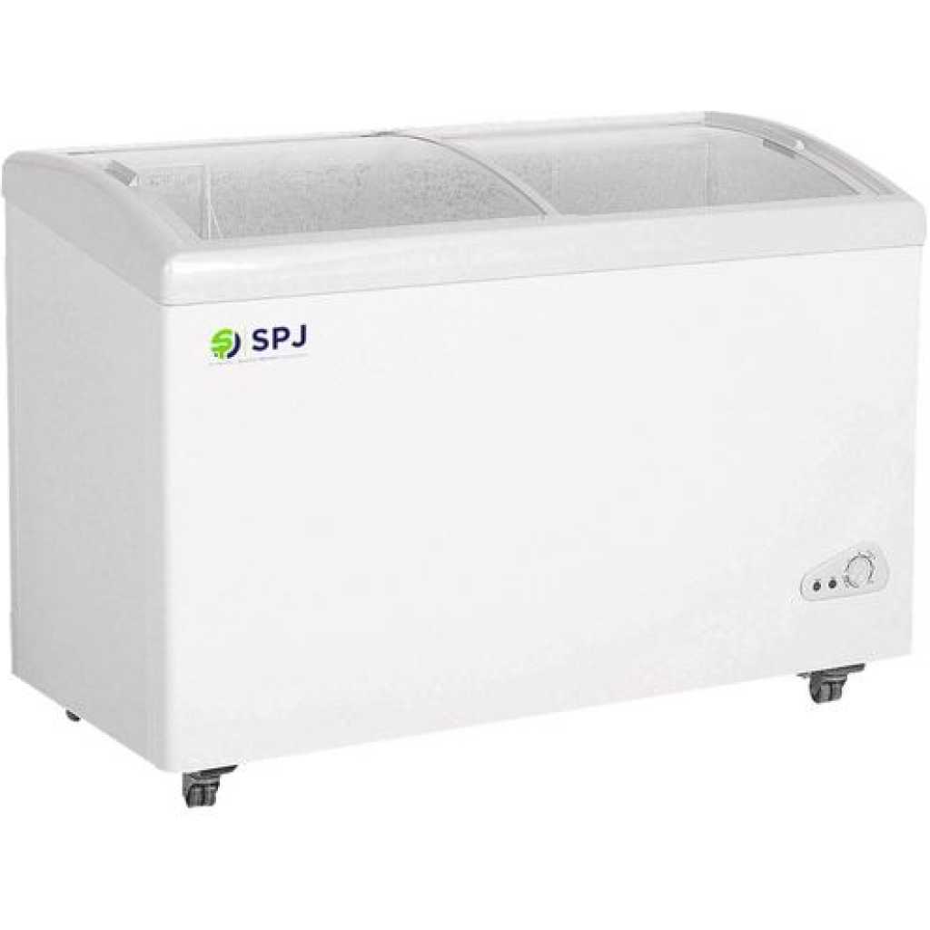 SPJ 360 Litres Chest Freezer Curve Glass Top CFCWTT-470C030 - White