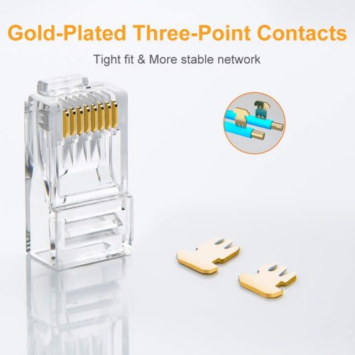 Cat6 RJ45 Ends, CableCreation 50 Pack Cat6 Connector, Cat6 / Cat5e RJ45 Connector, Ethernet Cable Crimp Connectors, UTP Network Plug for Solid Wire and Standard Wire, Clear