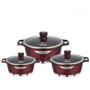 Life Smile 3 Pieces Of Non-stick Serving/Saucepans/Cookware- Maroon Cookware Sets