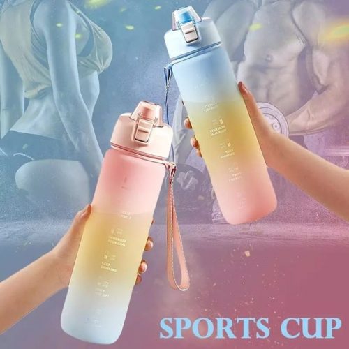 1L Time Marked Fitness Jug Outdoor Frosted Water Bottle, Multi-Colour