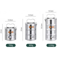 Stainless Steel 16 CM Air Tight 2 Layers Food Container Carrier Lunch Box -Silver Lunch Boxes TilyExpress 4