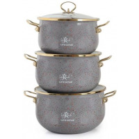 Life Smile 6 Pieces Of Granite Non-stick Enamel Serving/Saucepans/Cookware- Multi-colour