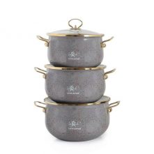 Life Smile 6 Pieces Of Granite Non-stick Enamel Serving/Saucepans/Cookware- Multi-colour Cookware Sets
