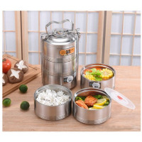 Stainless Steel 16 CM Air Tight 3 Layers Food Container Carrier Lunch Box -Silver