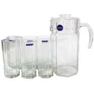 Luminarc 6 Pieces Of Juice Glasses Cups And 1 Jar Water Set -Colorless