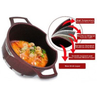 Life Smile 10PC Granite Coated Non-Stick Serving Dishes Saucepans Cookware - Multi-colours