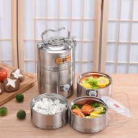 Stainless Steel 16 CM Air Tight 2 Layers Food Container Carrier Lunch Box -Silver