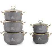 Life Smile 10 Pieces Of Granite Non-stick Enamel Serving/Saucepans/Cookware- Multi-colour