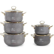 Life Smile 10 Pieces Of Granite Non-stick Enamel Serving/Saucepans/Cookware- Multi-colour