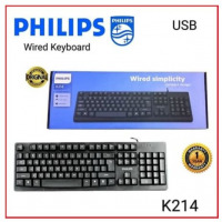 Philips Wired Quiet Keyboard SPK6234 with Number Pad-Black