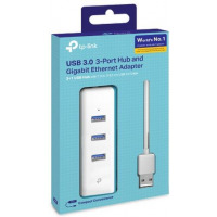 TP-Link 3-Port USB 3.0 Hub & Gigabit Ethernet Adapter - White