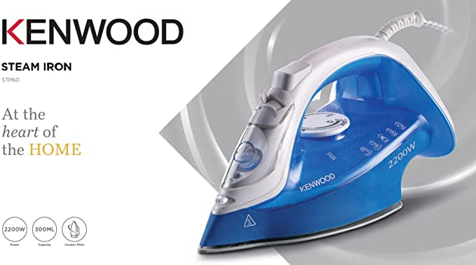 2600w Steam Iron Ceramic Coated Plate Self Clean Adjustable Thermostat Control 