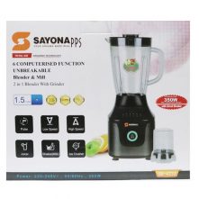 Sayona SB-4233 6 Computerized Unbreakable Jar Blender & Mill With Grinder - Black