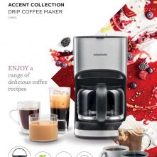 Kenwood Coffee Machine 6 Cup Coffee Maker for Drip Coffee and Americano 900W 40 Min Auto Shut Off, Reusable Filter, Anti Drip Feature, Warming Plate and Easy to Clean CMM05.000BM Black/Silver