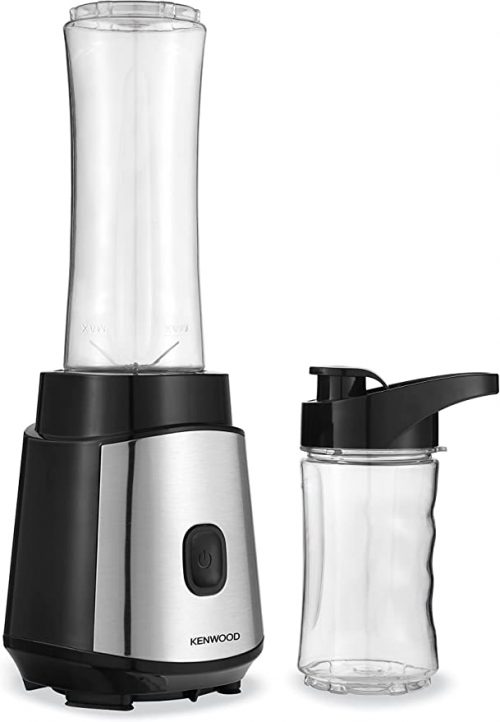 Kenwood Personal Blender 350W Smoothie Blender Cum Smoothie Maker with 570ml & 400ml Tritan Smoothie2Go Bottle and Lid, Ice Crush Function BLM05.A0BK Black/Silver