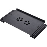 Universal Foldable Laptop Table Stand Adjustable With Mouse Pad Cooling Fan - Black