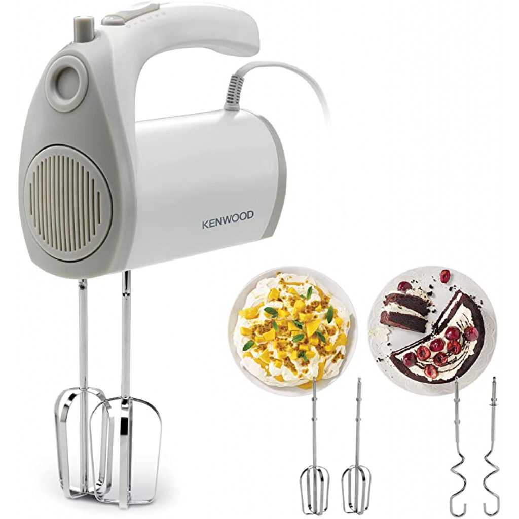 Kenwood Hand Mixer (Electric Whisk) 300W with 5 Speeds + Turbo Button, Twin Stainless Steel Kneader and Beater for Mixing, Whipping, Whisking, Kneading HMP20 White Cake Mixers TilyExpress 10