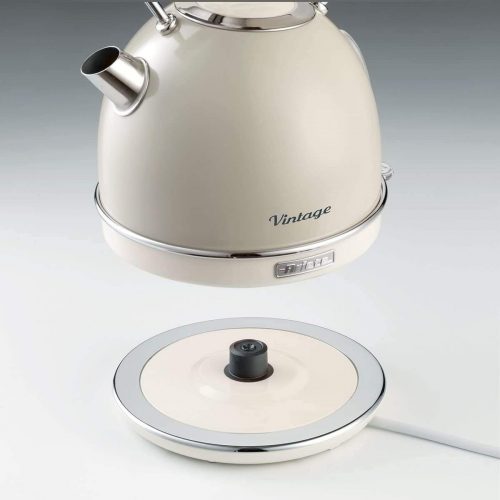 Ariete 2877 Retro Style Cordless Dome Kettle, Removable and Washable Filter, 1.7 Litre Capacity, Vintage Design, Cream