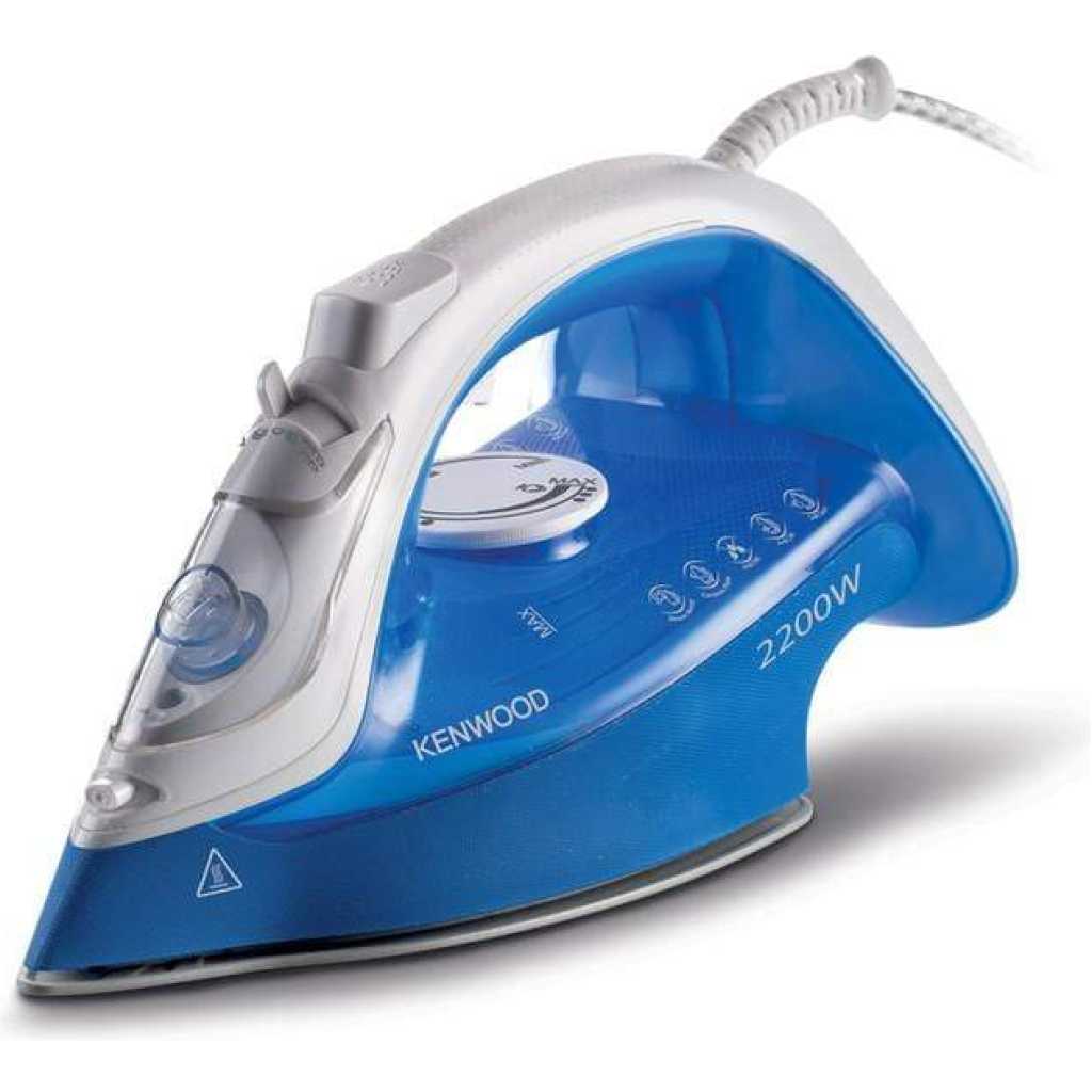 Kenwood Steam Iron 2200W with Ceramic Soleplate, Anti-Drip, Anti-Calc, Self Clean, Continuous Steam, Steam Burst, Spray Function STP60 - White/Blue