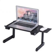 Universal Foldable Laptop Table Stand Adjustable With Mouse Pad Cooling Fan - Black