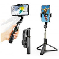 Universal Bluetooth Handheld Gimbal Stabilizer Phone Selfie Stick Holder Adjustable Selfie Stand With tripod-Black