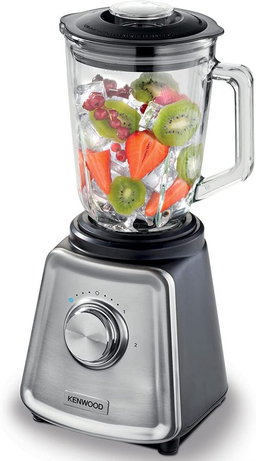 KENWOOD Glass Blender 800W Smoothie Blender Cum Smoothie Maker 1.5L with Glass Grinder Mill, Meat Grinder/Chopper Mill, Ice Crush Function BLP44 - Silver