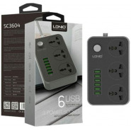 Ldnio Power Extension 3 Sockets + 6 Fast Charging USB Slots – Black