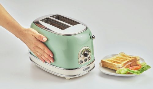 Ariete 0155 Retro Style 2 Slice Toaster, 6 Browning Levels and Removable Crumb Tray, Vintage Design, Green