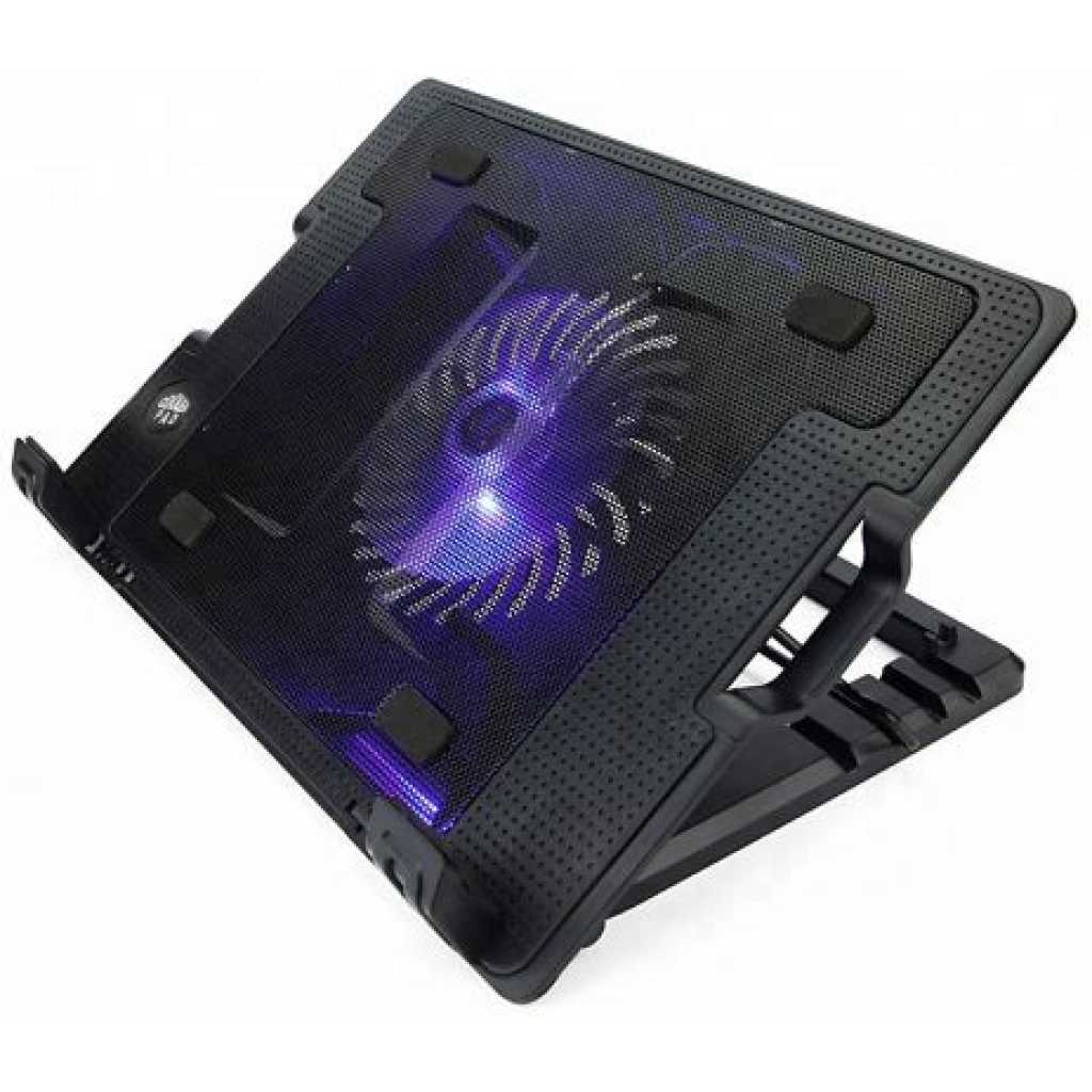 Notebook Laptop Cooling Pad with Stand - Black, Blue Light