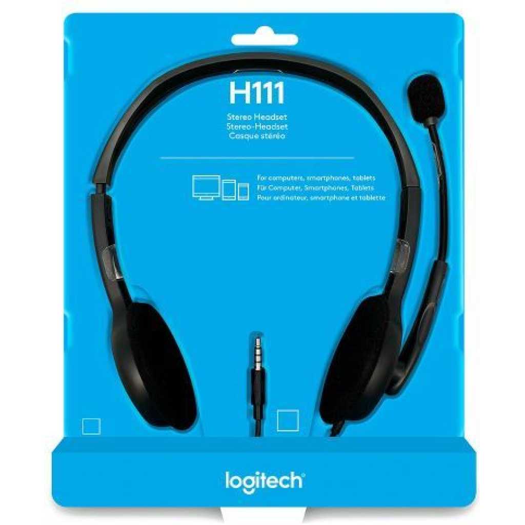 Logitech H111 Stereo Headsets with a Microphone - Black