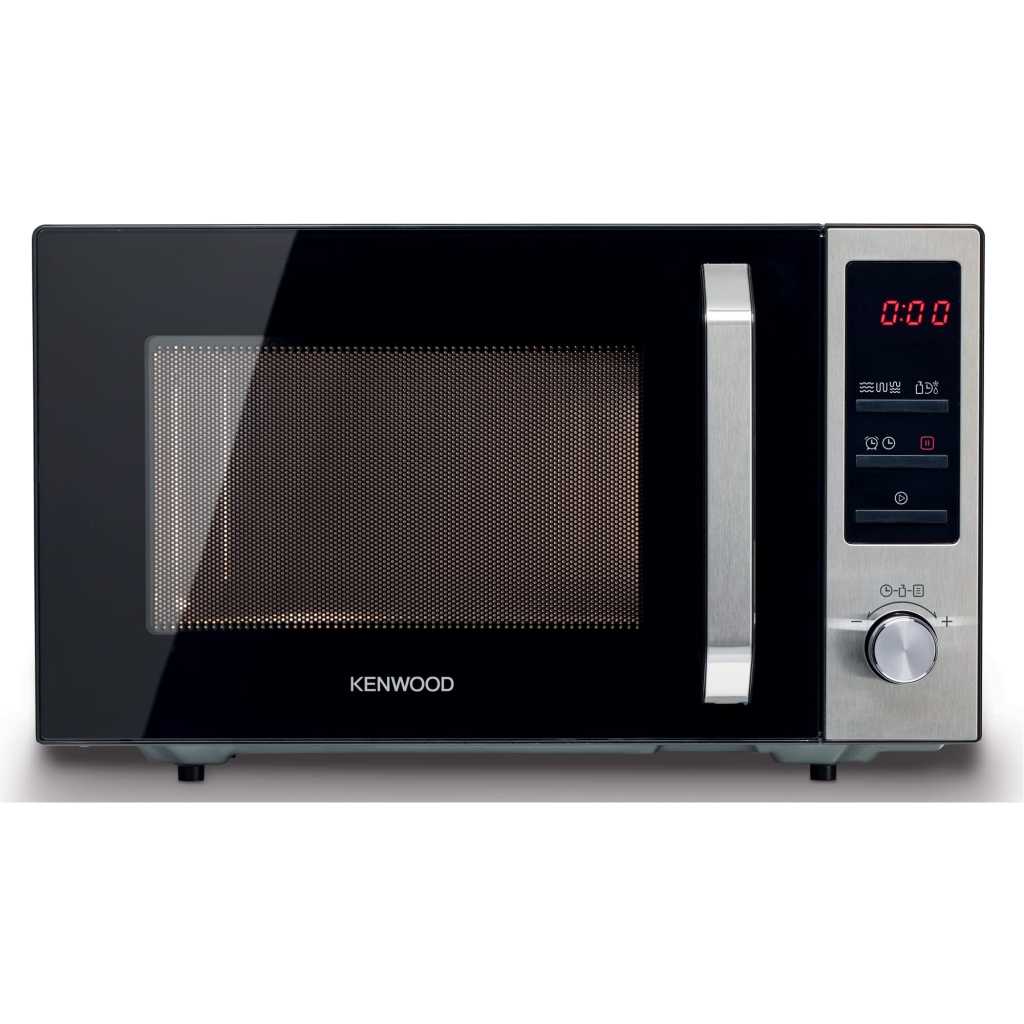 Kenwood 25 Litres Microwave Oven with Grill, Digital Display, 5 Power Levels, Defrost Function, Stainless Steel, Auto Menu, 95 Minutes Timer, Clock Function 800W MWM25BK Black/Silver