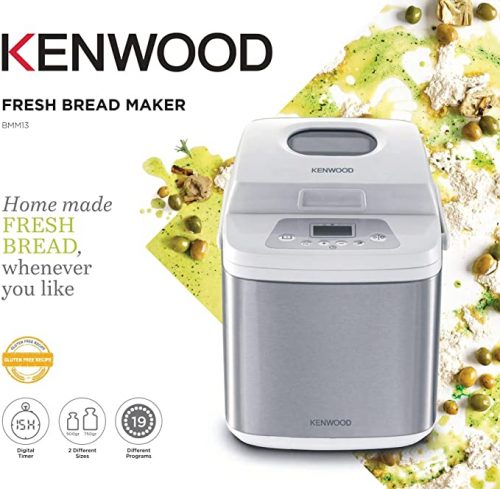 KENWOOD Bread Maker 19-in-1 Multifunctional Automatic Fresh Bread Making Machine with Digital Timer, 19 Different Programs BMM13 - White/Silver