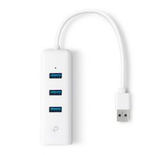 TP-Link 3-Port USB 3.0 Hub & Gigabit Ethernet Adapter – White Ethernet Cables TilyExpress