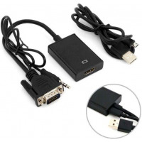 VGA Male to HDMI Female Converter With Audio - Black