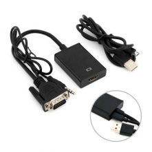 VGA Male to HDMI Female Converter With Audio - Black