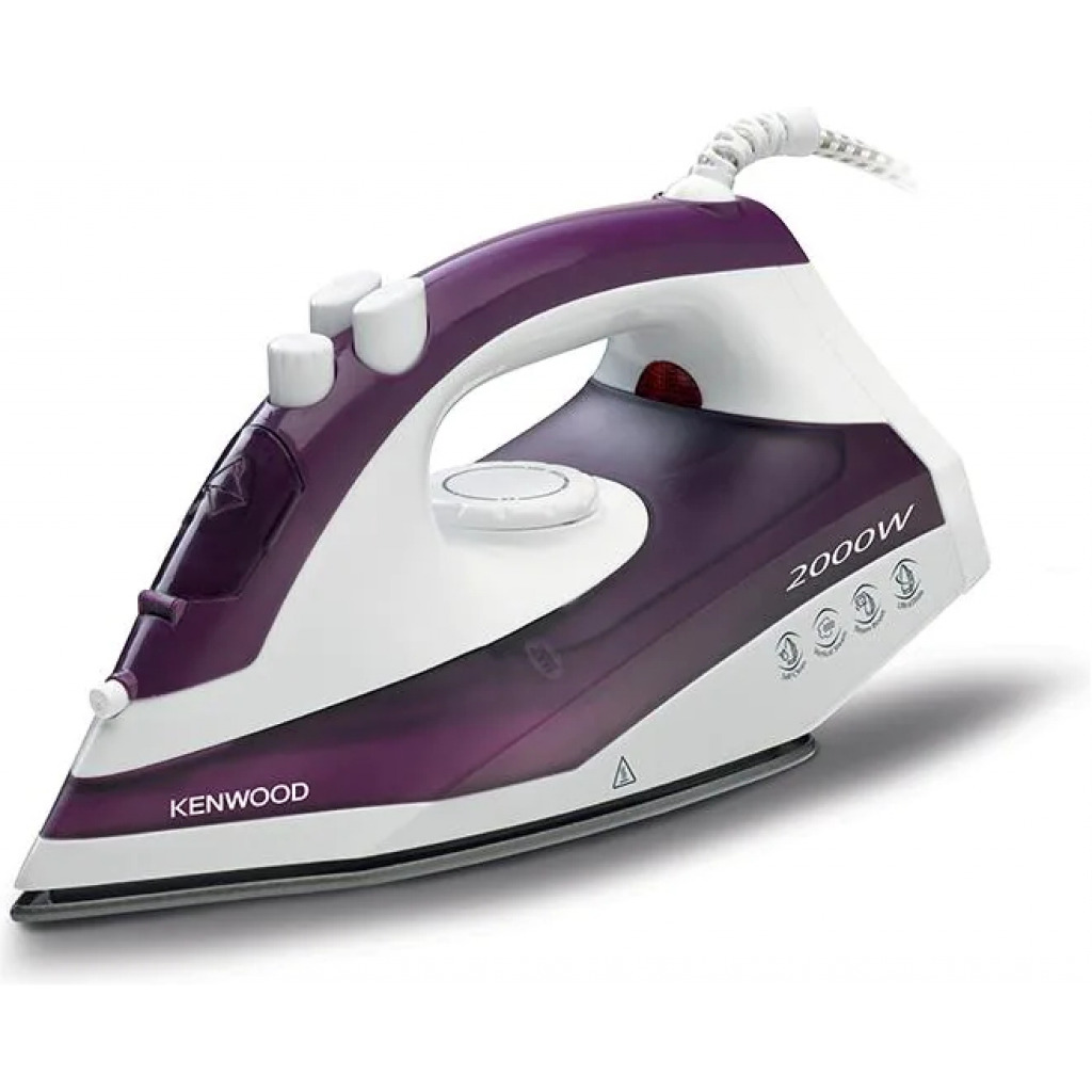Kenwood Steam Iron 2000W with Non Stick Soleplate, Continuous Steam, Steam Burst, Spray Function STP40 White/Purple