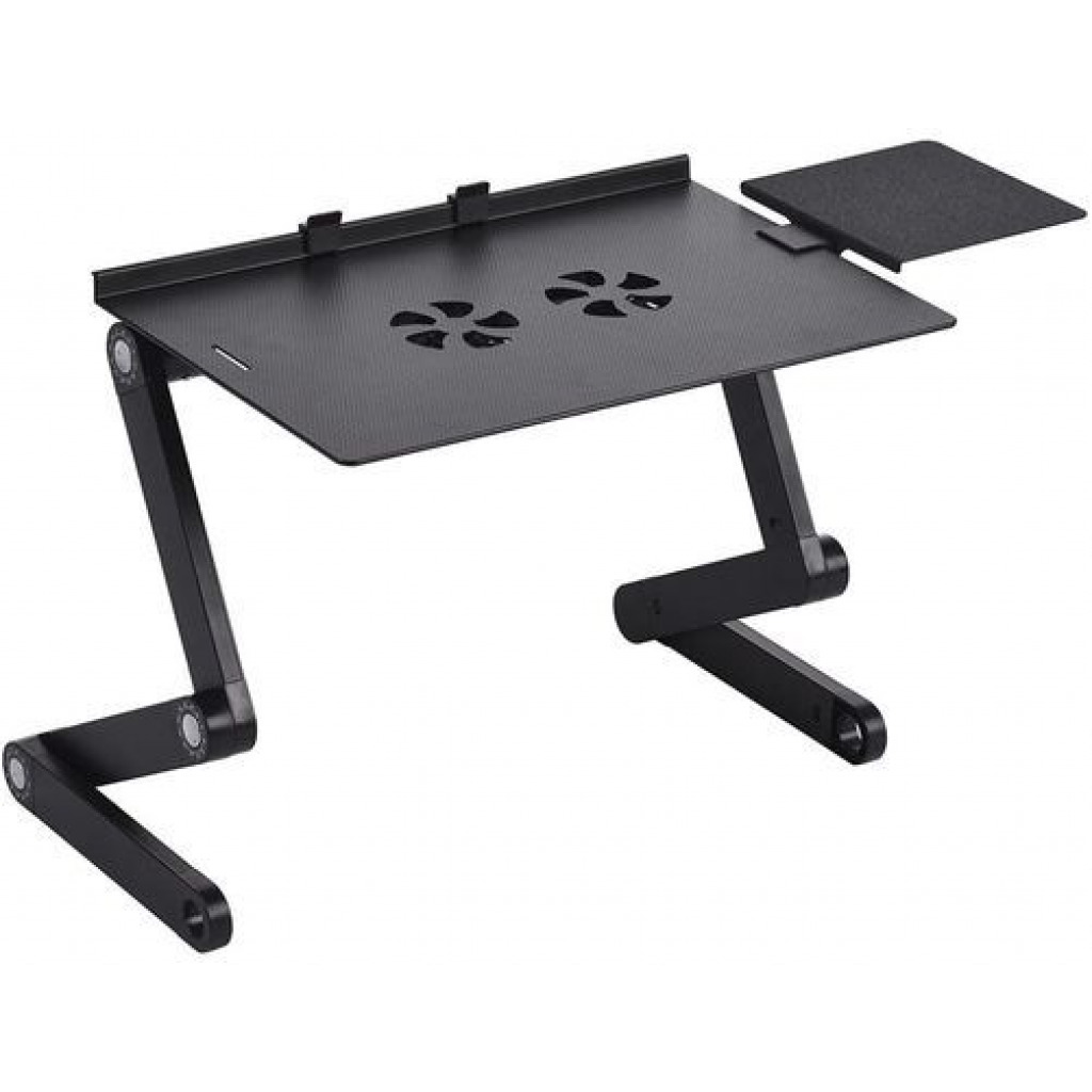 Universal Foldable Laptop Table Stand Adjustable With Mouse Pad Cooling Fan – Black Laptop Stands TilyExpress 7