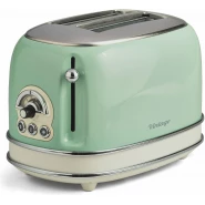 Ariete 0155 Retro Style 2 Slice Toaster, 6 Browning Levels and Removable Crumb Tray, Vintage Design, Green