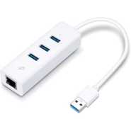 TP-Link 3-Port USB 3.0 Hub & Gigabit Ethernet Adapter - White