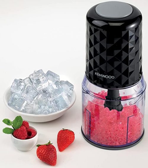 Kenwood Chopper 400W Electric Food Chopper with 500ml Bowl, Dual Speed, Stainless Steel Quad Blade, Rubber Lid, Ice Crush Function CHP40 - Black