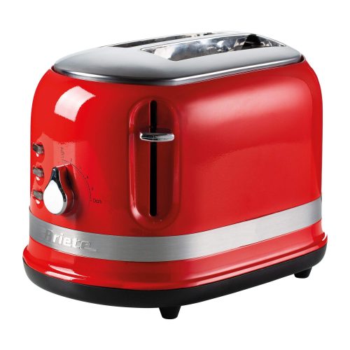 Ariete 0149R Moderna 2 Slice Toaster, Defrost, Heating & Cooking Function, Red, Stainless Steel