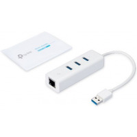TP-Link 3-Port USB 3.0 Hub & Gigabit Ethernet Adapter - White