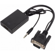 VGA Male to HDMI Female Converter With Audio – Black HDMI-to-VGA Adapters