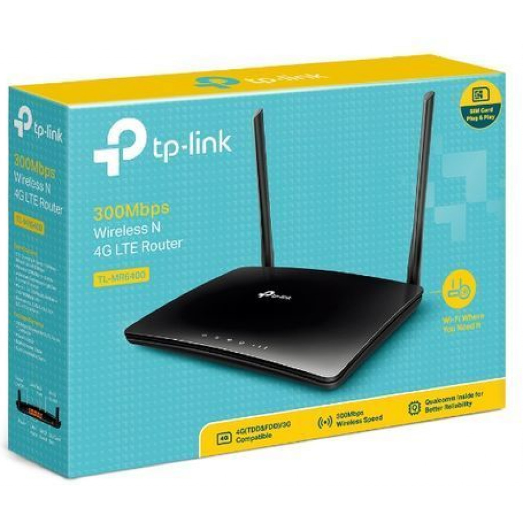 TP-Link TP-link TL-MR6400 300Mbps 4G LTE Router With Sim Card Slot - Black