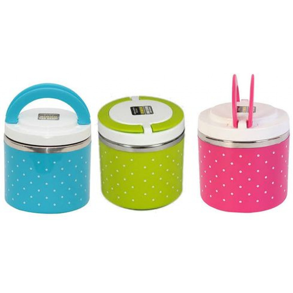 1 Layer Steel Food Insulated Lunch Box Container Tiffin- Multi-colours