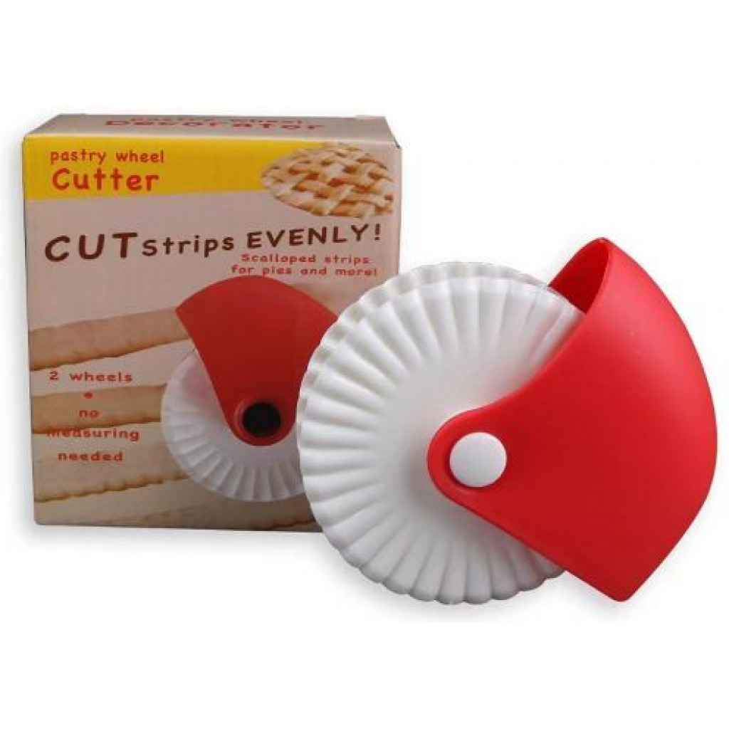 Pastry Decorative Dough Pizza Cake Pie Cutting Wheel Roller -Red