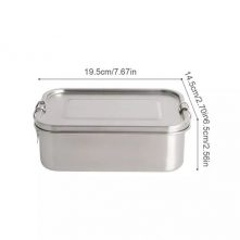 Stainless Steel Rectangle Lunch Box with Buckle Leak-Proof Food Container - Silver