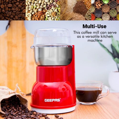 Geepas Grinding Coffee and Nuts Grinder GCG5440 - Red