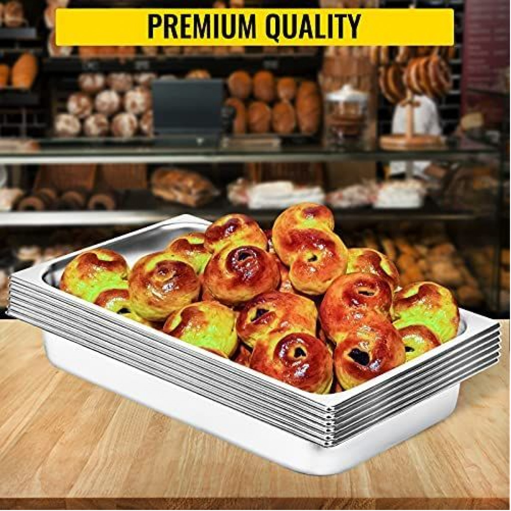 6 Pack Stainless Steel chafing Water Steam Table Buffet Food Pans- Silver Bakeware Sets TilyExpress 4
